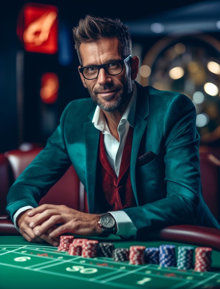 Studio baccarat profesional dengan dealer cerah